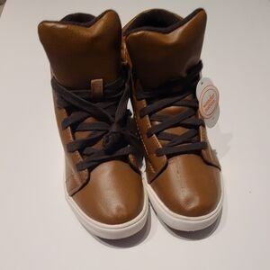 Brown and Black Sneakers with Leather-like Material